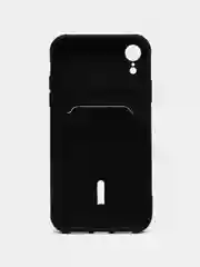 Черный силиконовый чехол для iPhone XR (Айфон ХР) с карманом для карт, чехол на айфон
