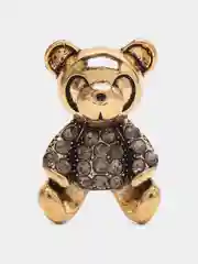Тёмно-коричневый брошь со стразами "Медведь, мишка"