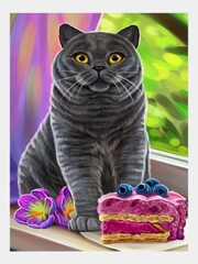 Алмазная мозаика "Кот", 30 х 40 см, без подрамника