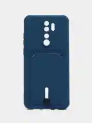 Синий чехол для Xiaomi Redmi Note 8 Pro (Редми Нот 8 Про) силиконовый , с карманом