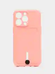 Пастельно-коралловый силиконовый чехол для iPhone 13 Pro (Айфон 13 Про) с карманом, чехол на айфон