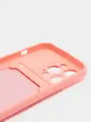 Пастельно-коралловый силиконовый чехол для iPhone 13 Pro (Айфон 13 Про) с карманом, чехол на айфон
