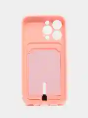 Пастельно-коралловый силиконовый чехол для iPhone 13 Pro (Айфон 13 Про) с карманом, чехол на айфон