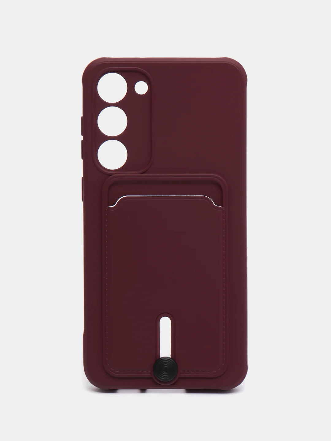 Тёмно-бордовый силиконовый чехол для Samsung Galaxy S23 Plus, S23+ (Самсунг Галакси С23 Плюс), с карманом