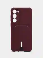 Тёмно-бордовый силиконовый чехол для Samsung Galaxy S23 Plus, S23+ (Самсунг Галакси С23 Плюс), с карманом