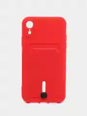 Красный силиконовый чехол для iPhone XR (Айфон ХР) с карманом для карт, чехол на айфон