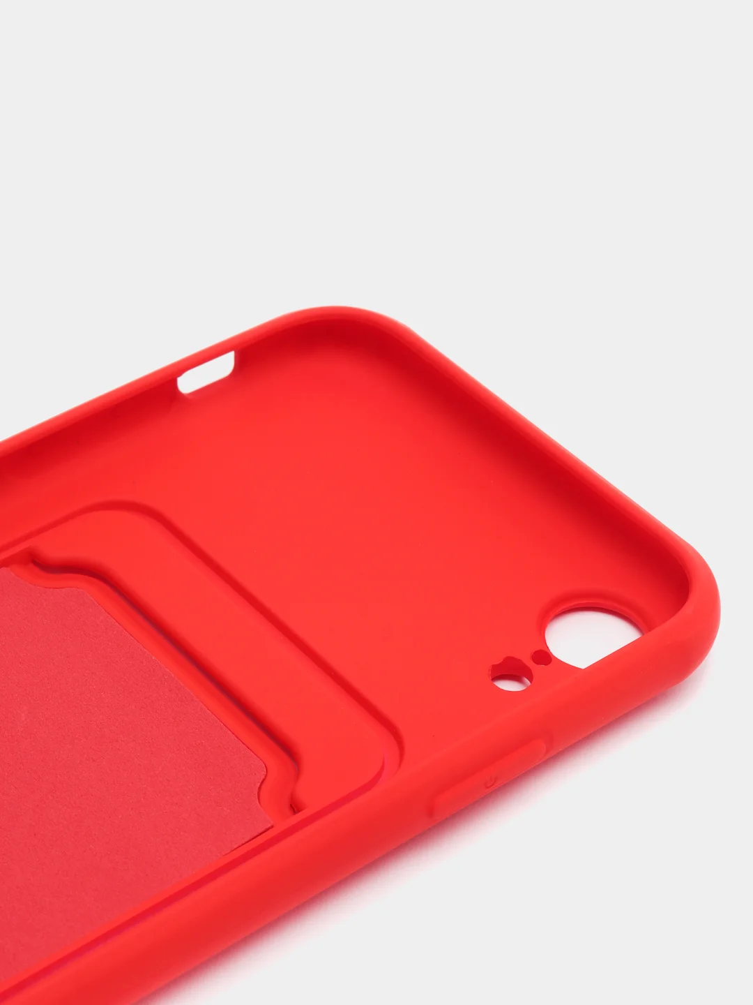Красный силиконовый чехол для iPhone XR (Айфон ХР) с карманом для карт, чехол на айфон