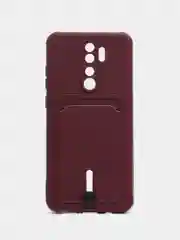 Тёмно-бордовый чехол для Xiaomi Redmi Note 8 Pro (Редми Нот 8 Про) силиконовый , с карманом
