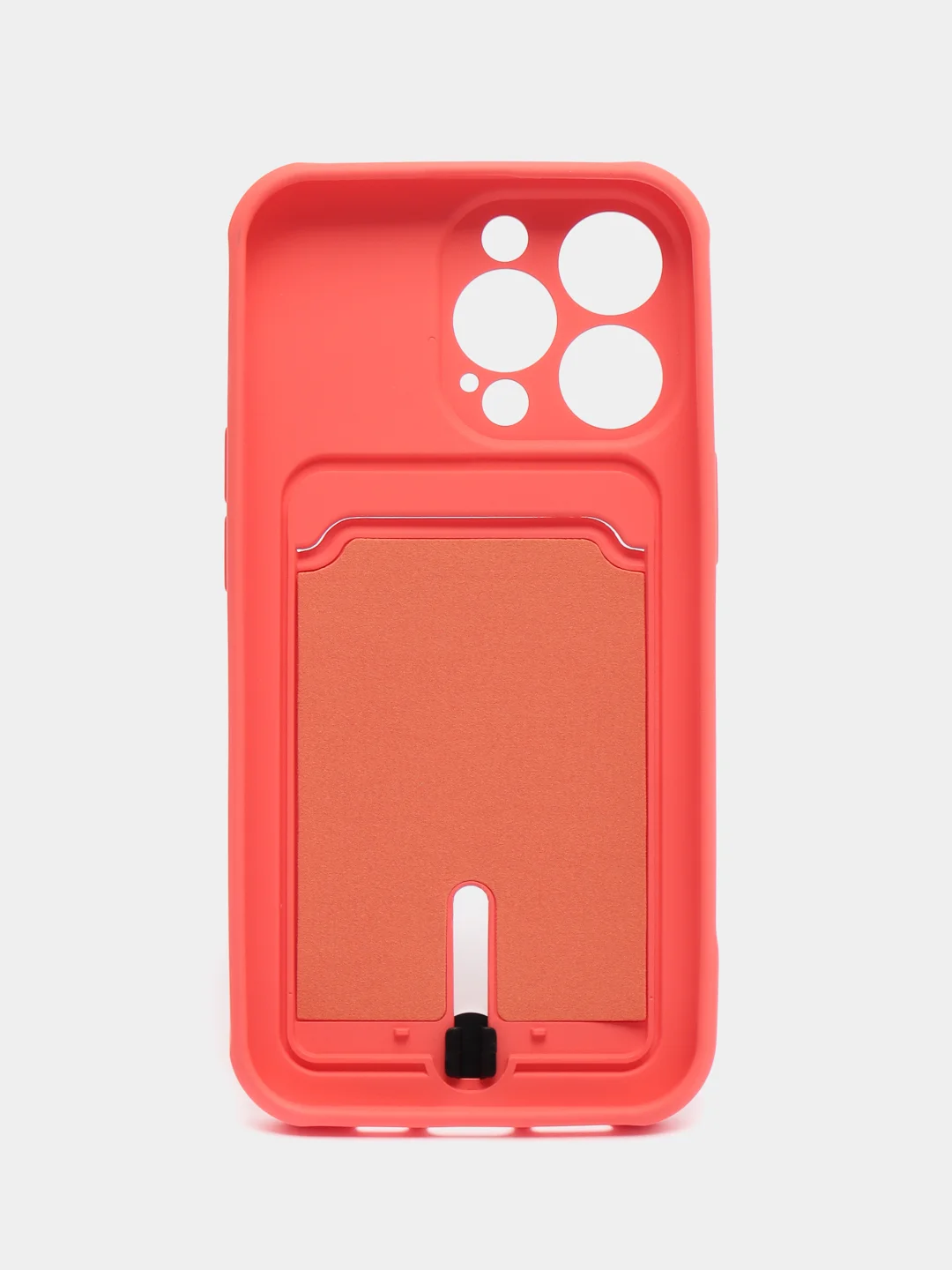 Коралловый силиконовый чехол для iPhone 13 Pro (Айфон 13 Про) с карманом, чехол на айфон