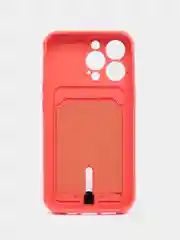 Коралловый силиконовый чехол для iPhone 13 Pro (Айфон 13 Про) с карманом, чехол на айфон
