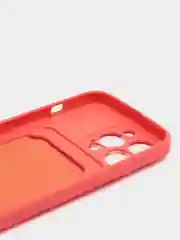 Коралловый силиконовый чехол для iPhone 13 Pro (Айфон 13 Про) с карманом, чехол на айфон