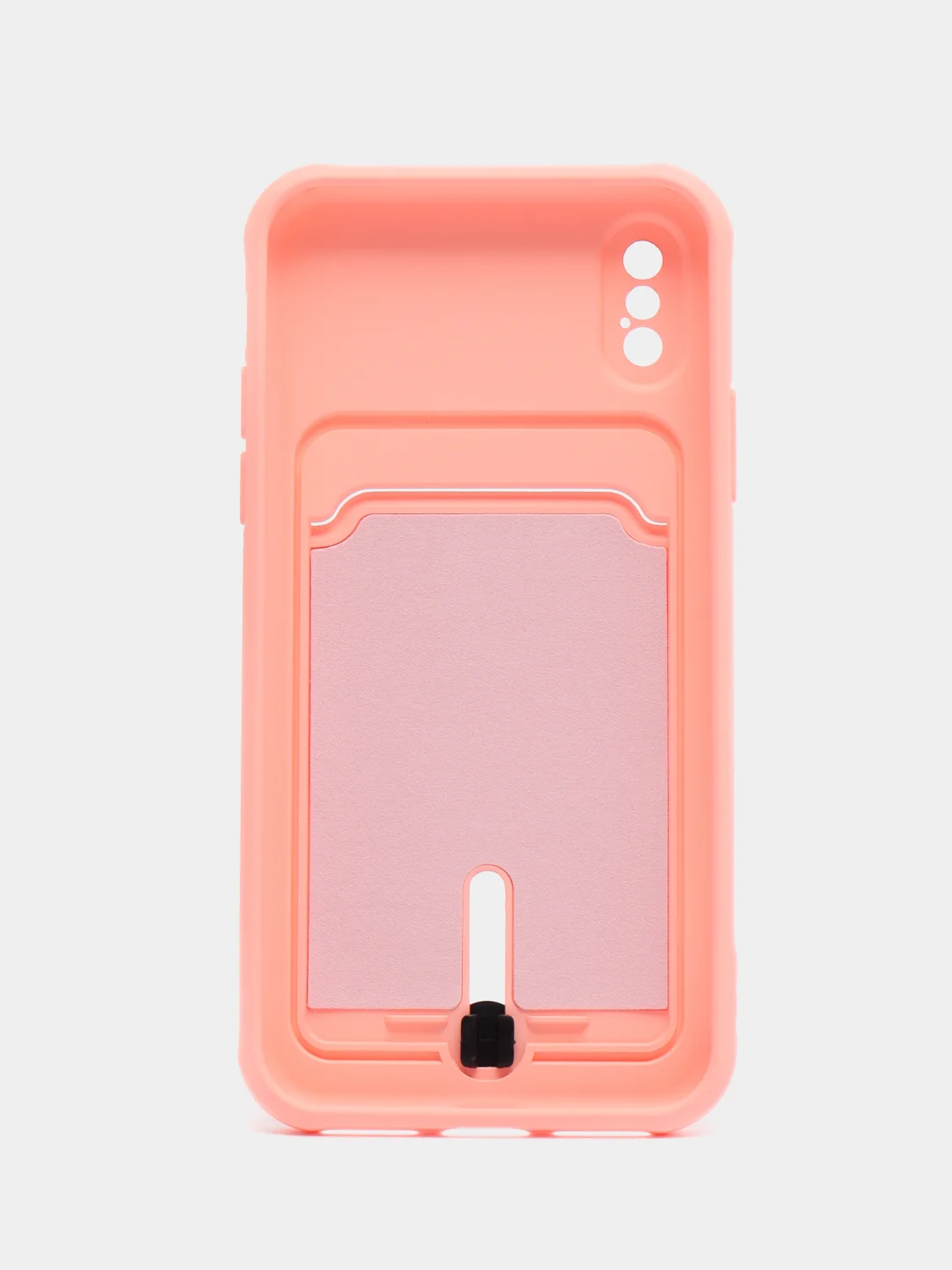 Пастельно-коралловый силиконовый чехол для iPhone X, XS (Айфон Х, ХС) с карманом для карт, чехол на айфон