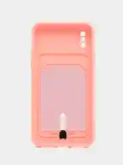 Пастельно-коралловый силиконовый чехол для iPhone X, XS (Айфон Х, ХС) с карманом для карт, чехол на айфон