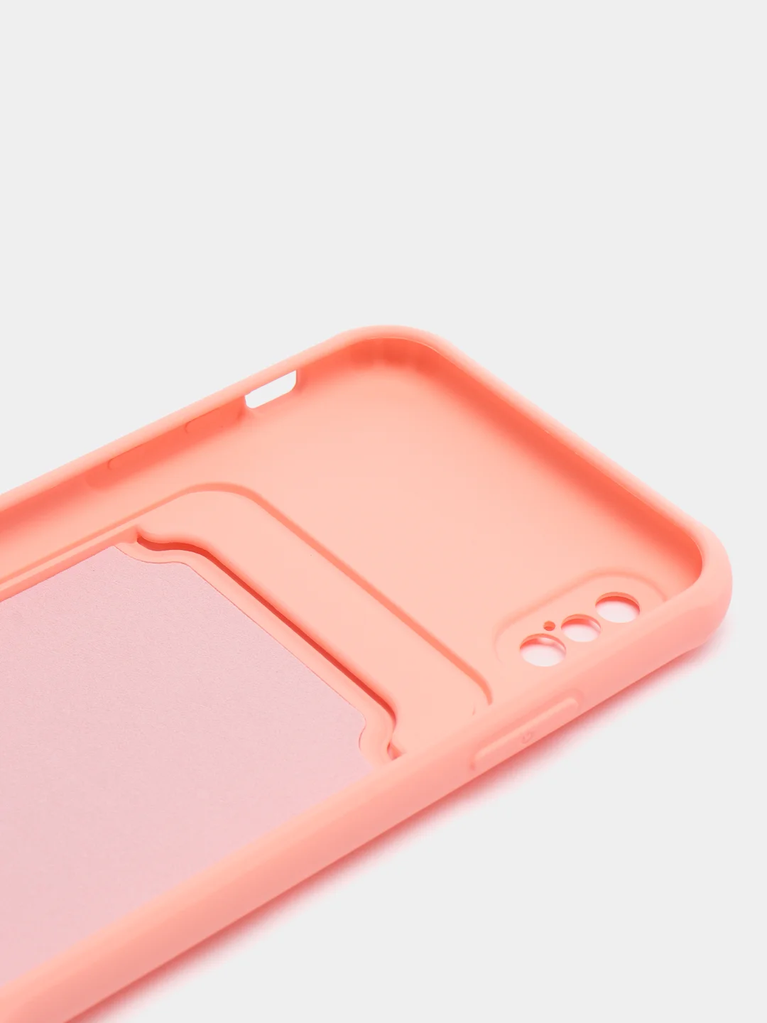 Пастельно-коралловый силиконовый чехол для iPhone X, XS (Айфон Х, ХС) с карманом для карт, чехол на айфон