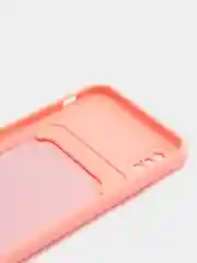 Пастельно-коралловый силиконовый чехол для iPhone X, XS (Айфон Х, ХС) с карманом для карт, чехол на айфон