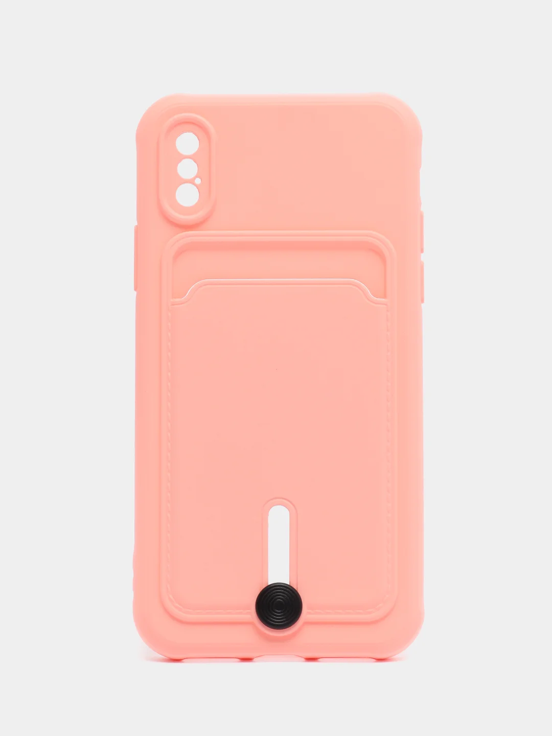 Пастельно-коралловый силиконовый чехол для iPhone X, XS (Айфон Х, ХС) с карманом для карт, чехол на айфон
