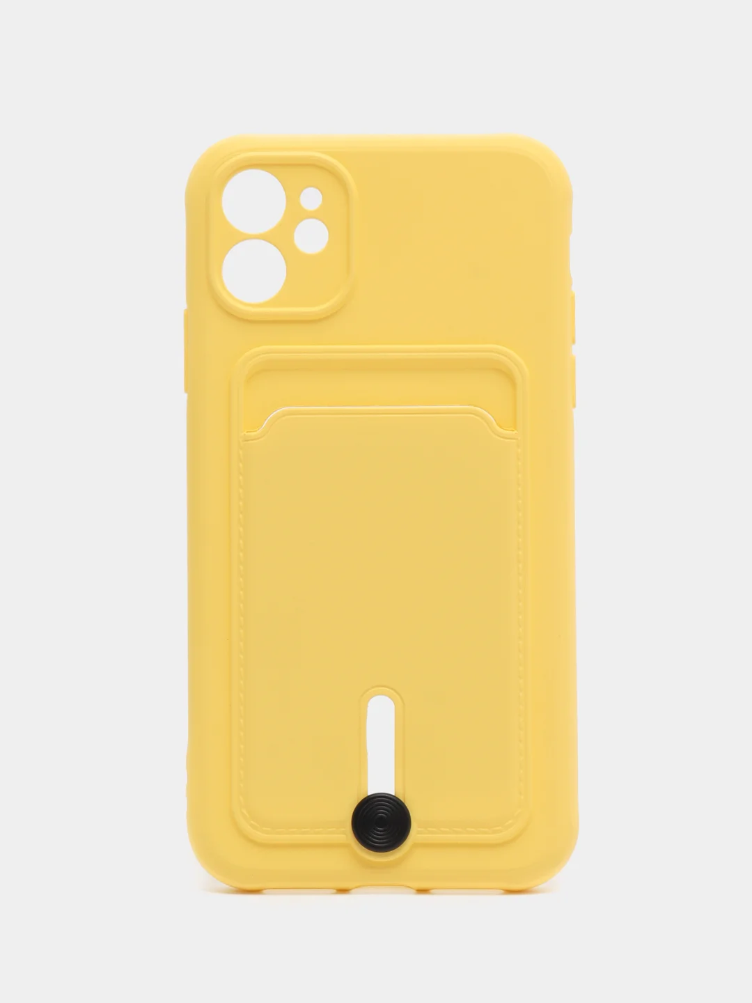 Желтый силиконовый чехол для Apple iPhone 11 (Айфон 11), чехол на айфон 11 с карманом