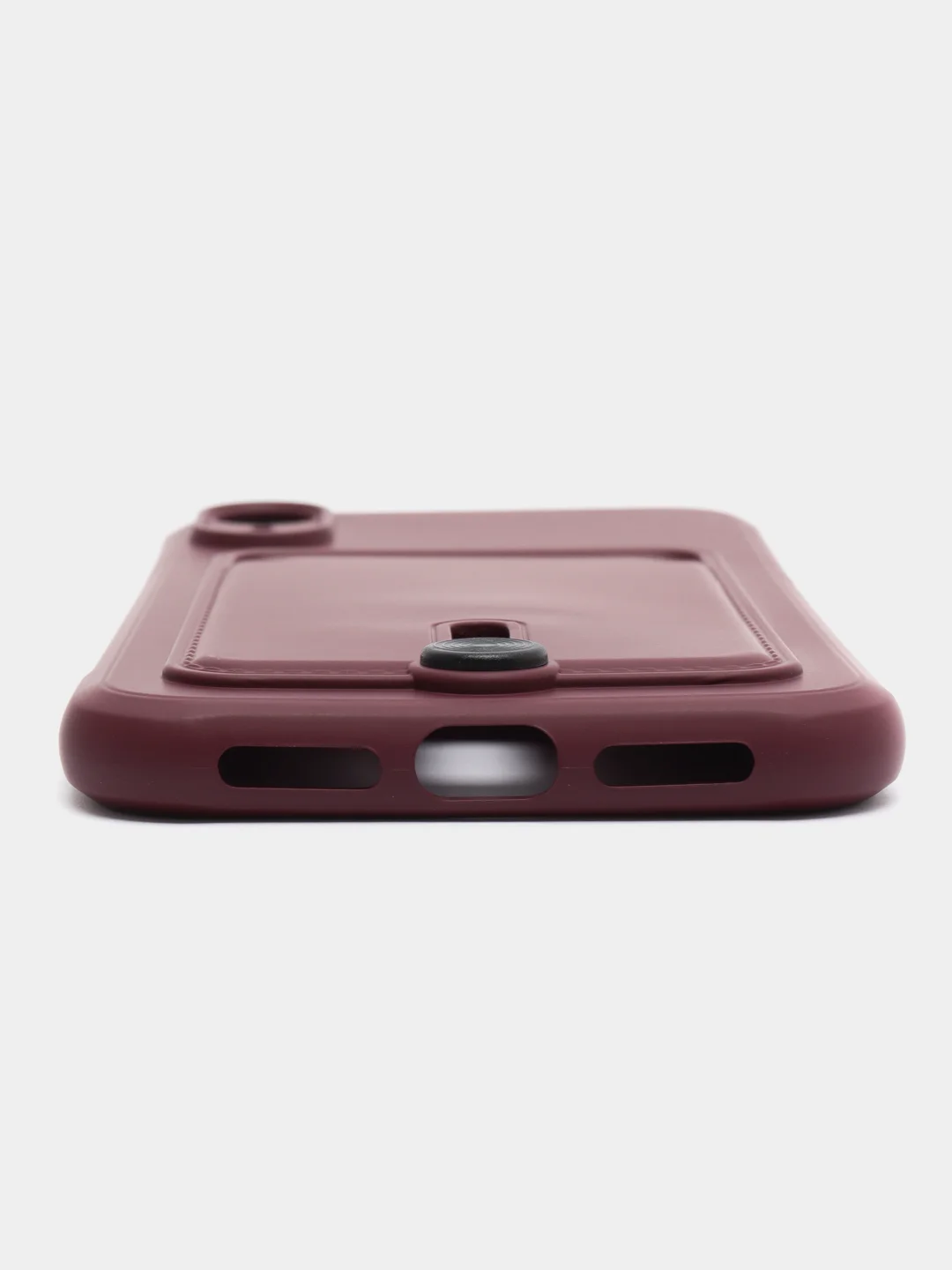 Тёмно-бордовый силиконовый чехол для iPhone XR (Айфон ХР) с карманом для карт, чехол на айфон