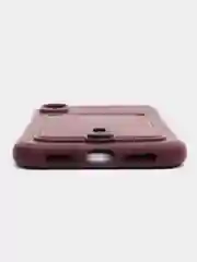 Тёмно-бордовый силиконовый чехол для iPhone XR (Айфон ХР) с карманом для карт, чехол на айфон