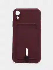 Тёмно-бордовый силиконовый чехол для iPhone XR (Айфон ХР) с карманом для карт, чехол на айфон