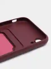 Тёмно-бордовый силиконовый чехол для iPhone XR (Айфон ХР) с карманом для карт, чехол на айфон