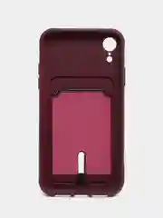 Тёмно-бордовый силиконовый чехол для iPhone XR (Айфон ХР) с карманом для карт, чехол на айфон