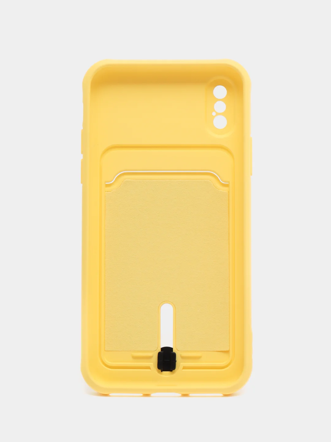Желтый силиконовый чехол для iPhone X, XS (Айфон Х, ХС) с карманом для карт, чехол на айфон