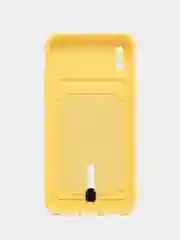 Желтый силиконовый чехол для iPhone X, XS (Айфон Х, ХС) с карманом для карт, чехол на айфон