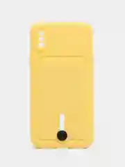 Желтый силиконовый чехол для iPhone X, XS (Айфон Х, ХС) с карманом для карт, чехол на айфон