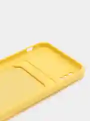 Желтый силиконовый чехол для iPhone X, XS (Айфон Х, ХС) с карманом для карт, чехол на айфон
