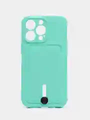 Мятный силиконовый чехол для iPhone 13 Pro (Айфон 13 Про) с карманом, чехол на айфон
