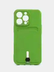 Лайм силиконовый чехол для iPhone 13 Pro (Айфон 13 Про) с карманом, чехол на айфон