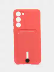 Коралловый силиконовый чехол для Samsung Galaxy S23 Plus, S23+ (Самсунг Галакси С23 Плюс), с карманом
