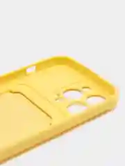 Желтый силиконовый чехол для iPhone 13 Pro (Айфон 13 Про) с карманом, чехол на айфон