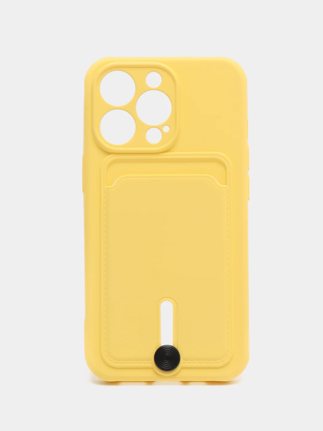 Желтый силиконовый чехол для iPhone 13 Pro (Айфон 13 Про) с карманом, чехол на айфон