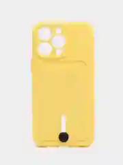 Желтый силиконовый чехол для iPhone 13 Pro (Айфон 13 Про) с карманом, чехол на айфон