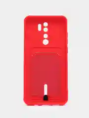 Красный чехол для Xiaomi Redmi Note 8 Pro (Редми Нот 8 Про) силиконовый , с карманом