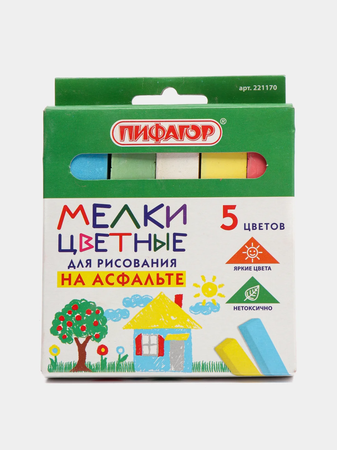 Мел цветной для рисования на асфальте, набор 5 штук