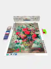 Алмазная мозаика "Цветы",  без подрамника, 30 х 40 см