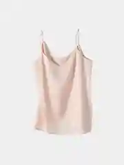 Бежевый атласный базовый женский топ
