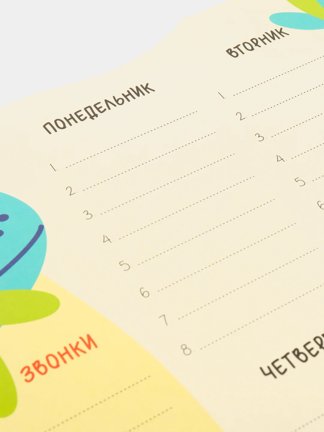 Зеленый расписание уроков большое А3, с расписанием звонков, для школы, планер