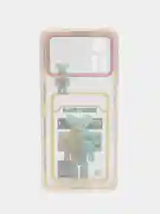 Желтый чехол Xiaomi Poco X4 Pro (Сяоми Поко Х4 Про), прозрачный, с карманом для карты, с рисунком