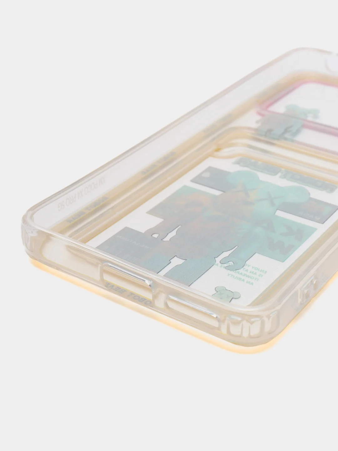 Желтый чехол Xiaomi Poco X4 Pro (Сяоми Поко Х4 Про), прозрачный, с карманом для карты, с рисунком