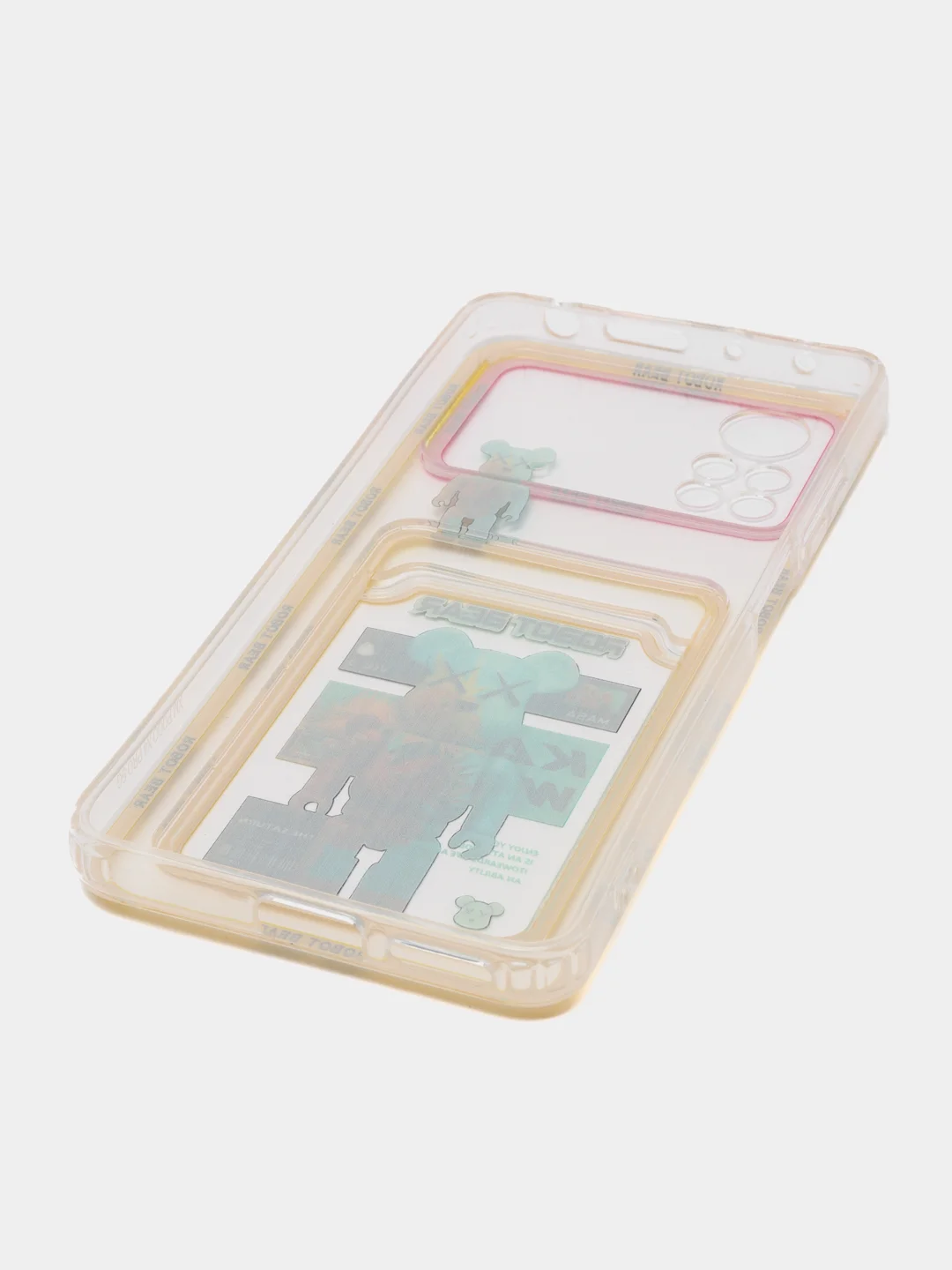 Желтый чехол Xiaomi Poco X4 Pro (Сяоми Поко Х4 Про), прозрачный, с карманом для карты, с рисунком