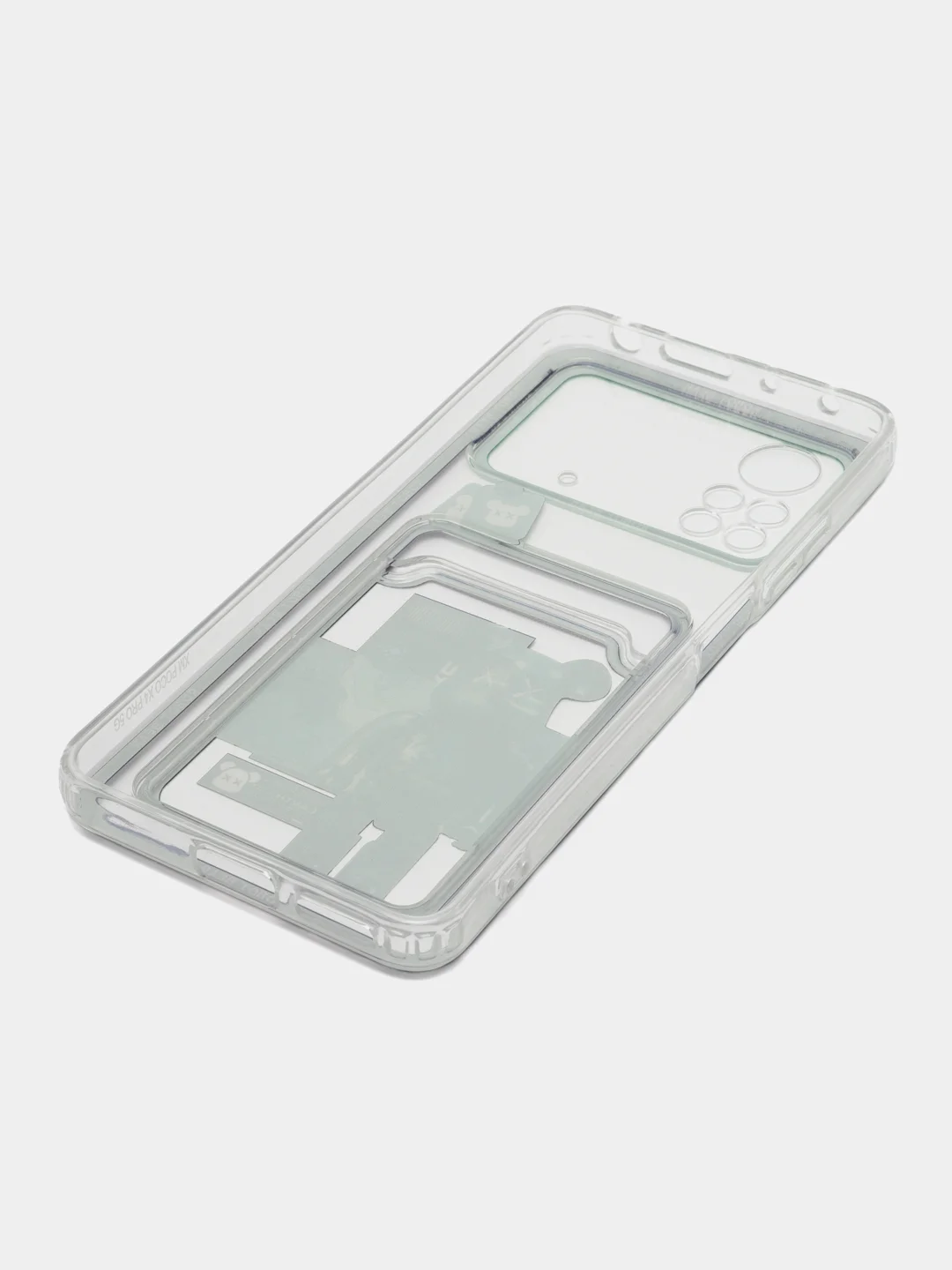 Темно-синий чехол Xiaomi Poco X4 Pro (Сяоми Поко Х4 Про), прозрачный, с карманом для карты, с рисунком