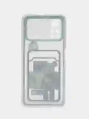 Темно-синий чехол Xiaomi Poco X4 Pro (Сяоми Поко Х4 Про), прозрачный, с карманом для карты, с рисунком