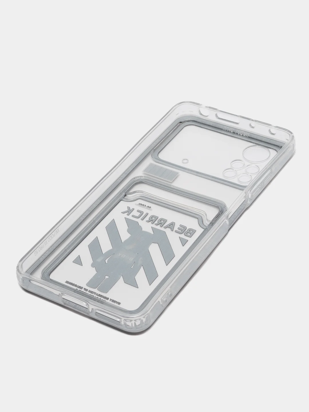 Угольный чехол Xiaomi Poco X4 Pro (Сяоми Поко Х4 Про), прозрачный, с карманом для карты, с рисунком