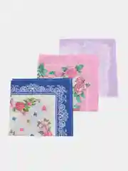 Розовый платок носовой женский, хлопок, 3 штуки