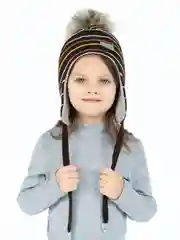 Коричневый шапка детская зимняя