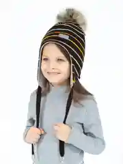 Коричневый шапка детская зимняя